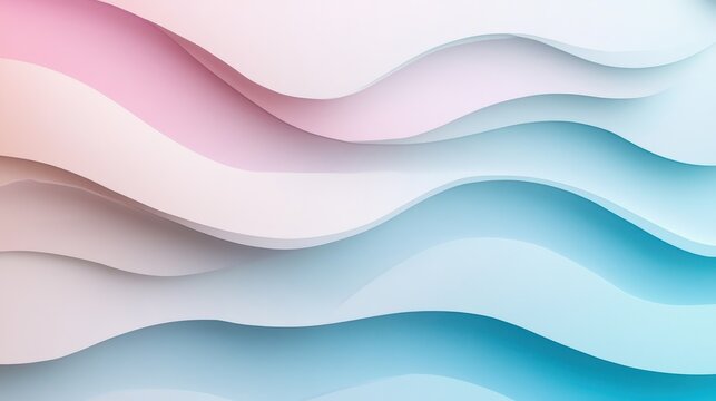 Abstract background with layered pastel waves in pink, white, and blue. Perfect for modern design, web, and print use.