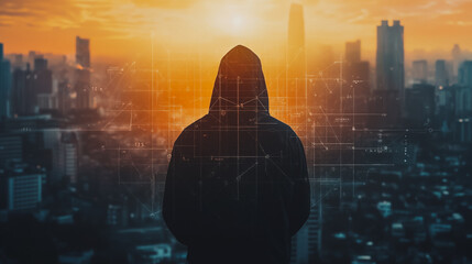 Hackers are planning to hack and attack Zeroday networks and cyber security systems in Smart digital city with connection network reciprocity over the cityscape . Concept of future smart wireless city