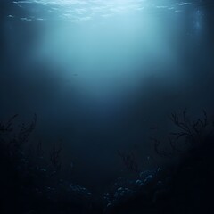 Obraz premium Serene Underwater Scene at 1000 Meters Depth Showcasing Silence and Stillness of Deep Ocean