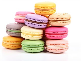 Fototapeta premium A colorful assortment of macarons stacked in a delightful arrangement, perfect for dessert lovers and sweet treat lovers.