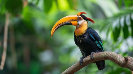 Obraz premium AI generator image of Hornbill,Oriental Pied Hornbill Black body, white lower chest and belly.