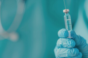 Health Professional Preparing Vaccine in Clinical Setting With Blue Gloves