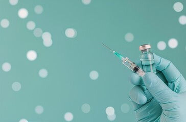 Health Professional Preparing Vaccine in Clinical Setting With Blue Gloves