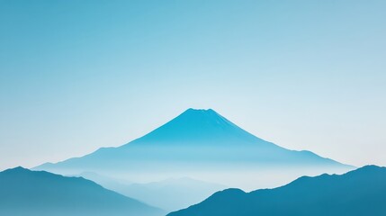 Peaceful mountain landscape with blue haze and distant horizon, showcasing the natural beauty and tranquility of wilderness.