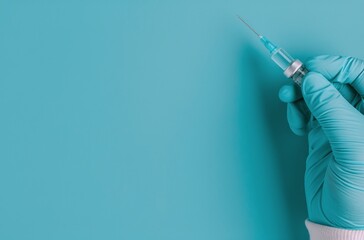 Health Professional Preparing Vaccine in Clinical Setting With Blue Gloves