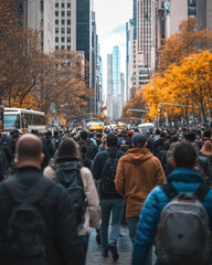 Obraz premium Street photography of a huge amount of pedestrians walking in a big city