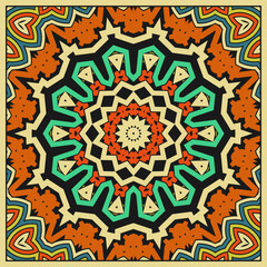 Colorful ornamental mandala or design for bandana, neckerchief, tablecloth and more. Version 2. Vector illustration