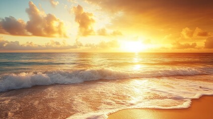 Obraz premium Golden Sunset on the Beach