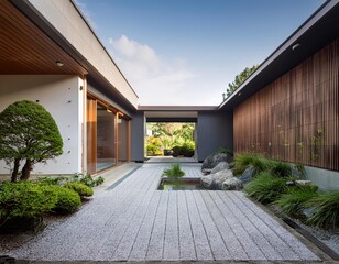 Modern Japanese Concrete House with Courtyard and Garden