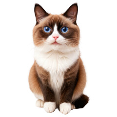 Snowshoe cat headshot on transparent background