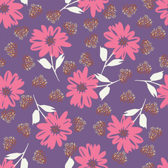 Watercolor seamless pattern with garden flowers. Vintage spring or summer floral pattern. Flower seamless pattern. Botanical art. Wedding floral