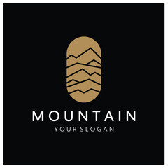 Minimalist mountain and sun logo design in flat colors packed with modern concepts vector illustration