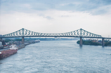 old port montreal canada Jacques Cartier bridge over the st lawrence river