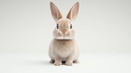 Fototapeta premium Adorable brown bunny rabbit sitting on a white background.
