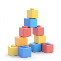 Fototapeta premium 3D Building blocks, Company foundation structure in 3D illustration.
