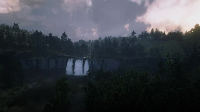 3D. USA. Oklahoma. Arkansas. Ouachita Mountains. Waterfalls