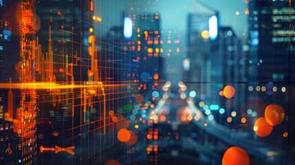 Cityscape with digital overlay