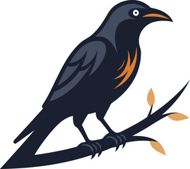 crow on a branch illustration design idea