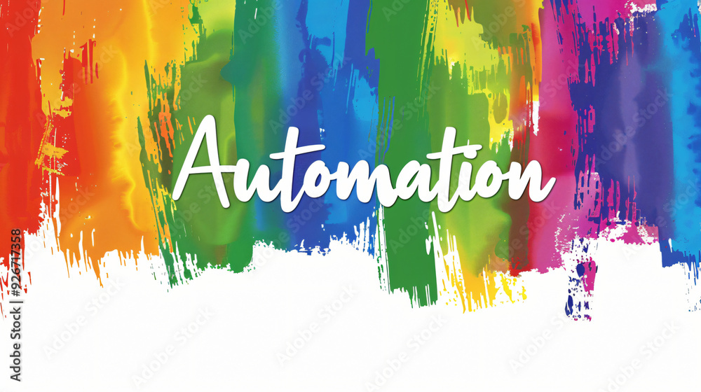 Poster Automation concept written on colorful watercolor strokes background with copy space