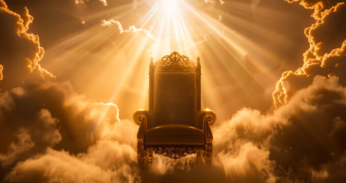 Throne in the clouds with heavenly light