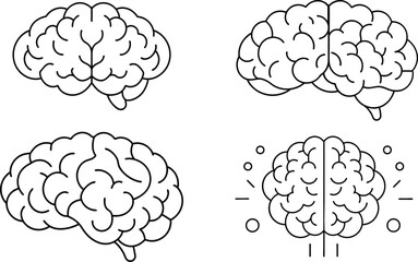 Brain line illustration mind vector 