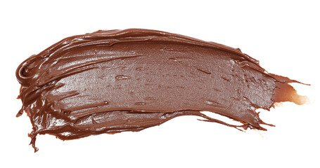 Chocolate cream spread isolated on white background, top view