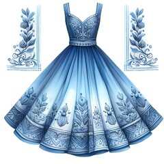blue fabric dress