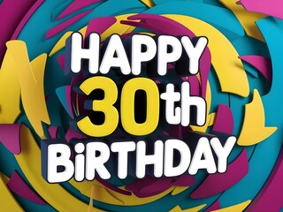 Cheerful happy 30th birthday with vibrant colors