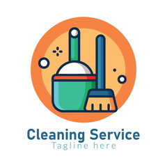 Cleaning service logo design with cleaning brush vector illustration