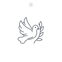 Dove with Olive Branch icon symbol vector illustration isolated on white background