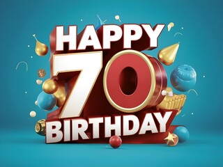 Elegant happy 70th birthday design with balloons