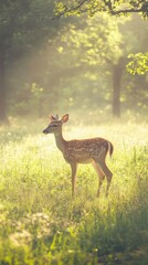 Gentle Deer in a Serene Meadow Landscape Generative AI