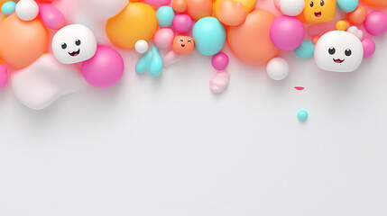 Cute and Spooky 3D Halloween Background with Copy Space - Generative AI