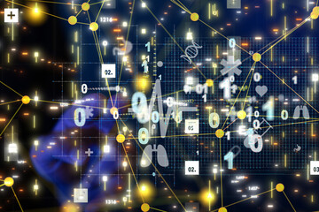 digital medical futuristic interface 3D rendering