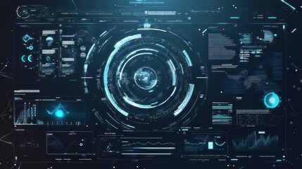 Obraz premium Futuristic Digital Interface With Data Visualizations