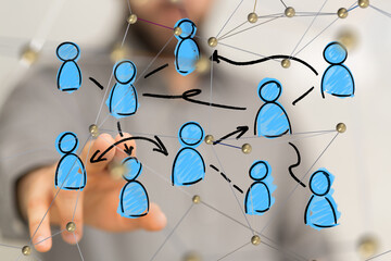 Abstract technology group and data 3d