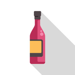 Flat design icon of a wine bottle casting a long shadow, ideal for use in food and beverage related designs