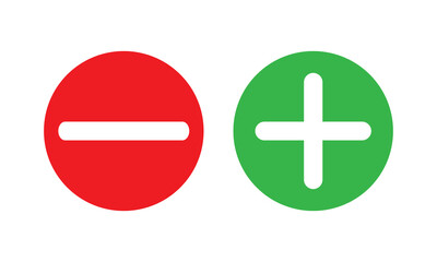 Fototapeta premium Round plus and minus icons set with different thicknesses. Vector.