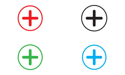 More icon. Set of plus icons. Vector illustration.