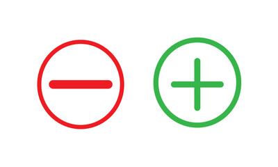Plus and minus vector icon in modern design style for web site and mobile app