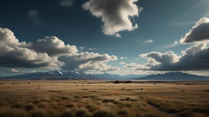A distant mountain range with an expansive, empty desert stretching out below, creating a sense of infinite space.