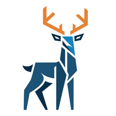 Stylized deer logo template design, geometric deer logo concept, rain deer illustration