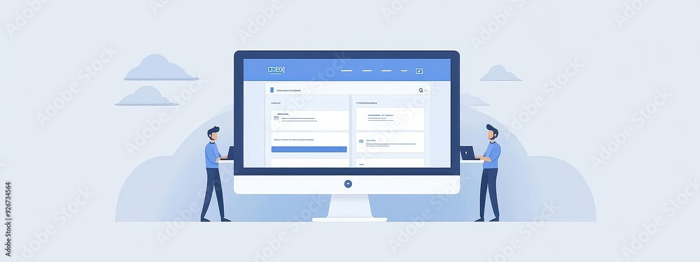 Wall mural web website design flat concept business illustration building icon technology. website mobile web d
