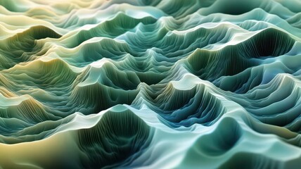 Obraz premium Abstract 3D landscape with flowing lines and vibrant colors.