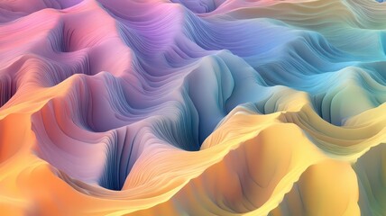 Fototapeta premium Abstract 3D landscape with flowing lines and vibrant colors.