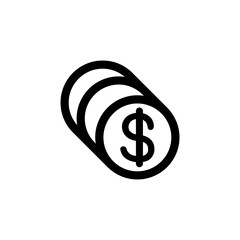 Coin icon in thin line style vector illustration graphic design