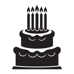 birthday Cake Silhouette Vector Illustration, Symbol, Pictogram, Apps, Website, Art Illustration