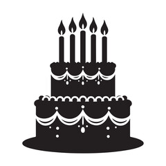 birthday Cake Silhouette Vector Illustration, Symbol, Pictogram, Apps, Website, Art Illustration