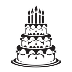 birthday Cake Silhouette Vector Illustration, Symbol, Pictogram, Apps, Website, Art Illustration