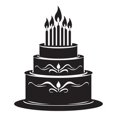 birthday Cake Silhouette Vector Illustration, Symbol, Pictogram, Apps, Website, Art Illustration